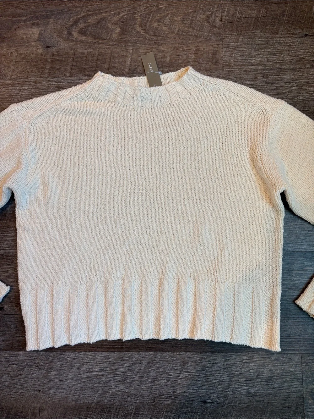 J. Crew Relaxed Crewneck Sweater Women’s S Antique White Textured NWT